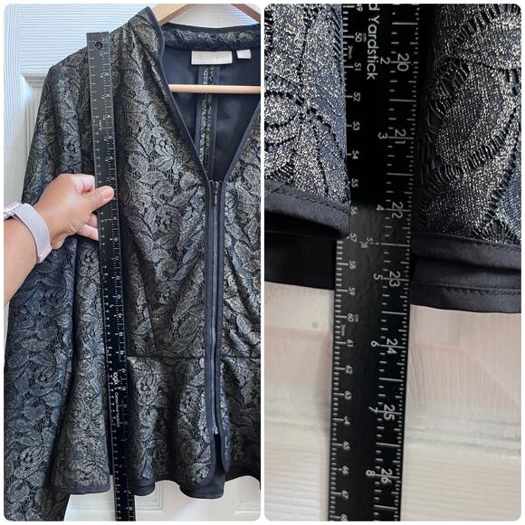 Hinge Overlay Lace Full Zip Peplum Jacket Small Goth Victorian Dark Romance - Picture 10 of 13